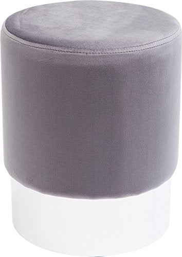 Kare Design Polsterhocker Cherry Brass, Hellgrau/Silber, kleiner Hocker mit Samtbezug, rund, Flur, Schlafzimmer, Garderobe, Büro, 42x35x35 cm (H/B/T) im Sale